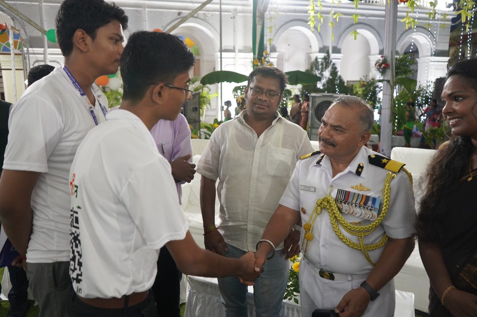 Saatvik Karthikeyan with DIG Surendra Singh Dasila, TM, District Commander, Indian Coast Guard District HQ 13