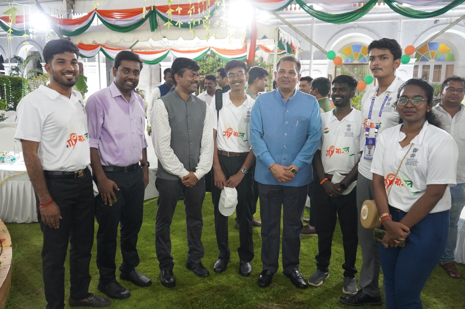 Saatvik Karthikeyan with Dr. Sharat Chauhan, IAS, Chief Secretary of Puducherry, and Shri R. Kesavan, IAS